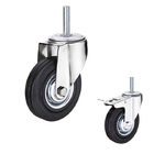 4 Inch Solid Rubber Casters Swivel Locking Threaded Stem Caster Wheels With Covers