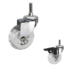 50mm Transparent Furniture Casters For Threaded Stem Chrome Painted Soft Castors Swivel With Lock