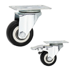 50mm PP Core PVC Wheel Soft Swivel Plate Casters With Brake For Furniture