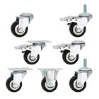 Small Size 1.5" Soft Wheel PVC Casters Top Plate Swivel Castors For Cabinets