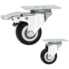 Small Size 1.5" Soft Wheel PVC Casters Top Plate Swivel Castors For Cabinets