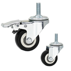 Small Trolley Wheels Soft PP Core PVC Casters 2" Threaded Stem Swivel Castors