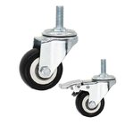 Small Trolley Wheels Soft PP Core PVC Casters 2" Threaded Stem Swivel Castors