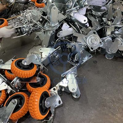 6 Inch PVC Hollow Core Swivel Heavy Duty Casters Orange Color Wheels