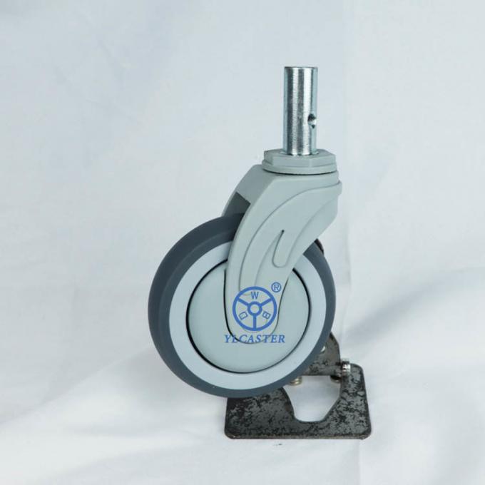 M28x40mm Solid Stem 4 Inch Grey TPR Medical Bed Casters Non-magnetic Hospital Casters 0