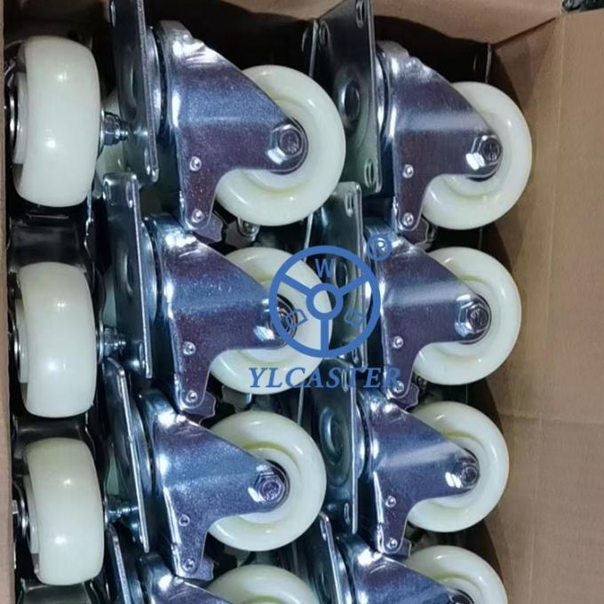 3 Inch 4 Inch Swivel Plastic Caster Wheels White Color Trolley Wheels With Brakes 0