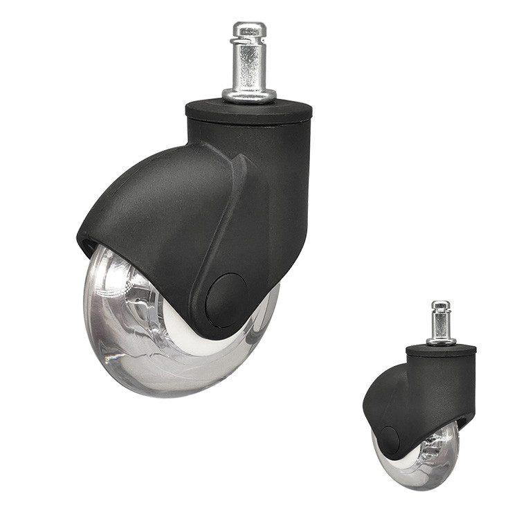 WBD 75x23mm Clear PU Wheel Decorative Furniture Casters Grip Ring Stem