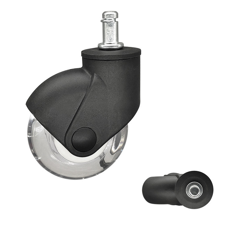 WBD 75x23mm Clear PU Wheel Decorative Furniture Casters Grip Ring Stem