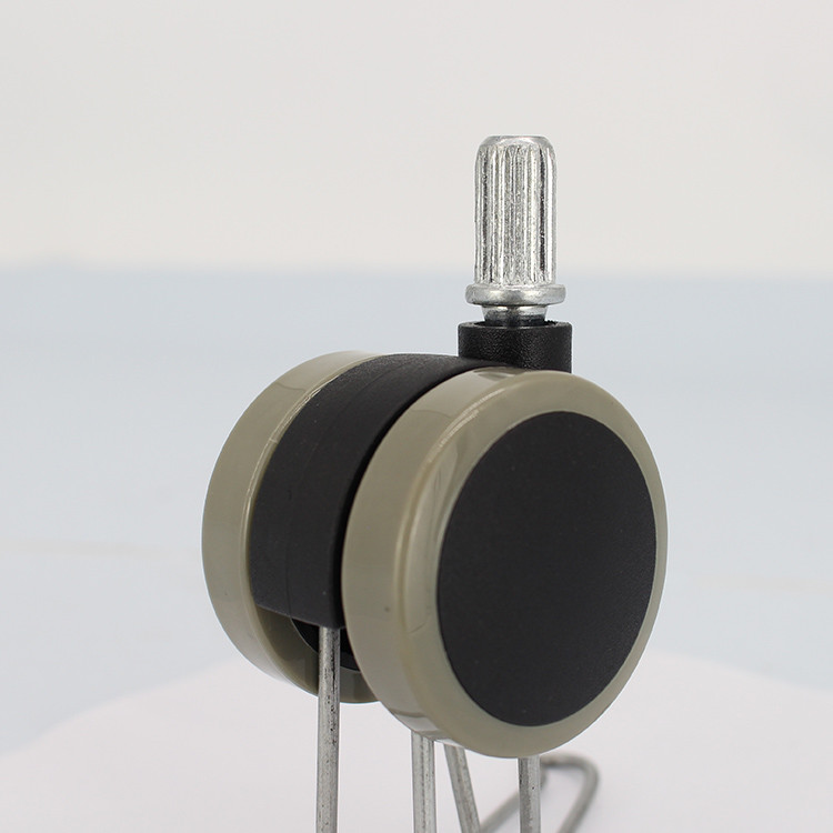 11x21mm Insert Stem Chair Casters Soft Wheel Black Double Wheel Casters