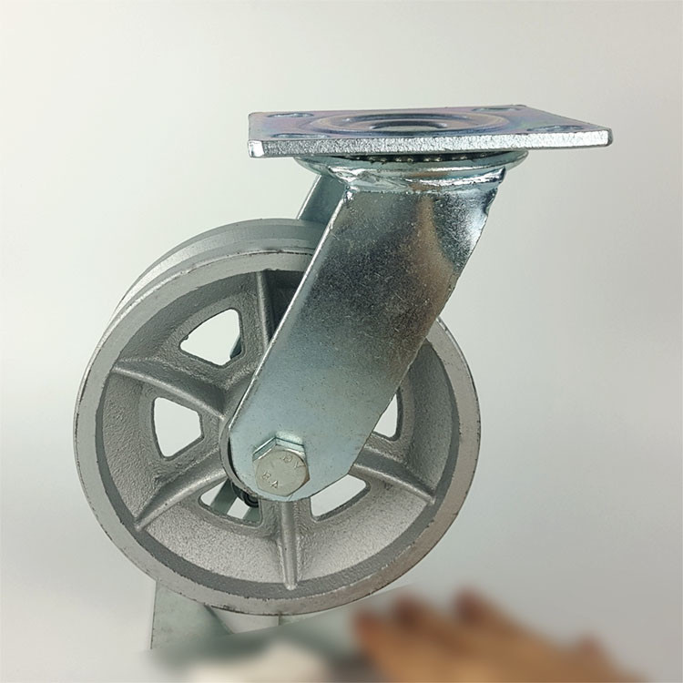 V Groove Heavy Duty Casters 6 Inch Swivel Plate Cast Iron Hollow Track