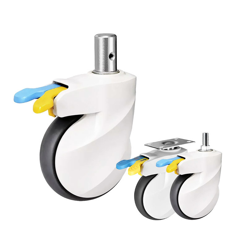 5" Soft Silent Wheel Medical Casters Solid Stem Antitangle Safe TPR