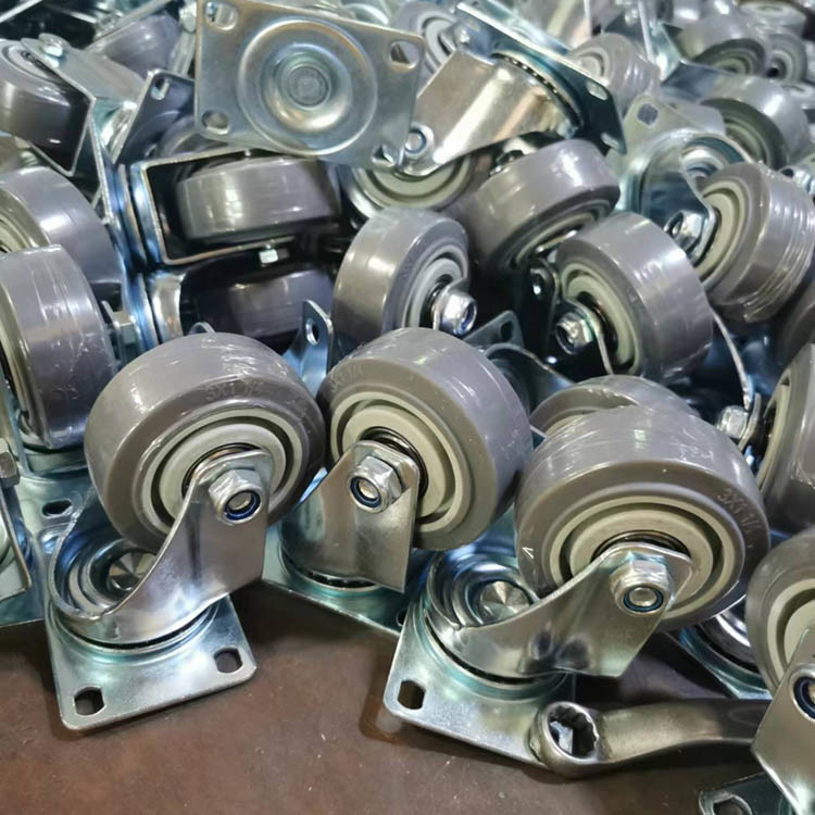 4 Inch Soft Thermplastic Rubber Wheels Grey TPR Ball Bearing Stem ...
