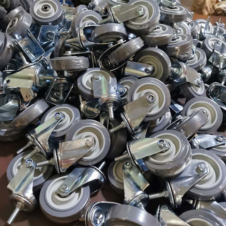4 Inch Soft Thermplastic Rubber Wheels Grey TPR Ball Bearing Stem ...