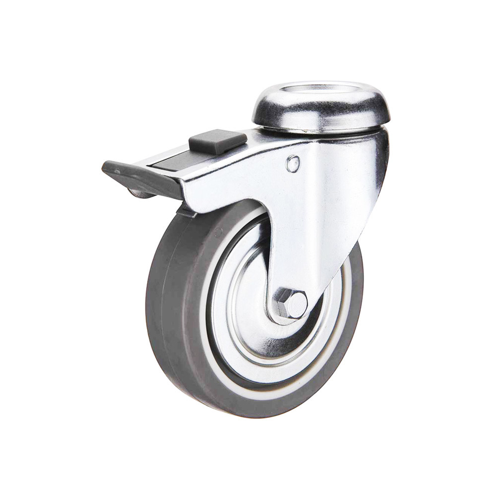 Light Duty Grey TPR Casters Zinc Plated Steel Housing Smooth Wheel 24