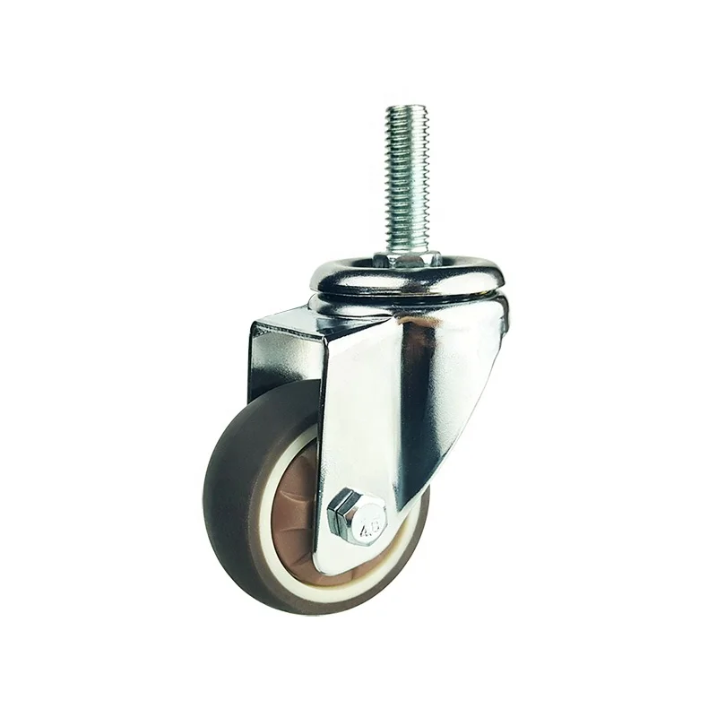 Light Duty Grey TPR Casters Zinc Plated Steel Housing Smooth Wheel 24