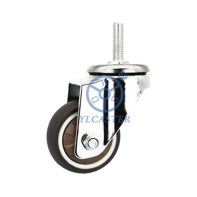 M10x25mm Threaded Stem Swivel Brown TPR Casters For Mobile Street Food Carts Easy Install