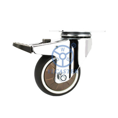 Silent Furniture Casters 3 Inch TPR Soft Wheels Swivel Plate Ball Bearing Casters With Brakes