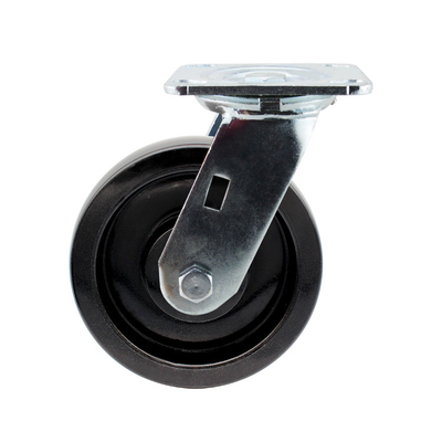 Swivel Plate Heavy Duty Casters Trolley Wheels With Side Lock 125x50mm Black Hard Glass Filled Nylon Wheel