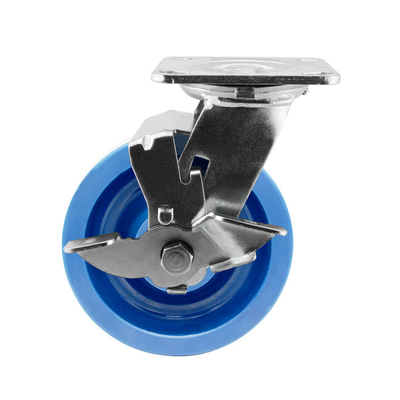 4x2 Inch Blue Side Brake Swivel Heavy Duty Casters Trolley Wheels