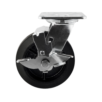 150x50mm Black Rubber Wheel Swivel Lock Heavy Duty Cast Iron Core Rubber Trolley Caster Wheels
