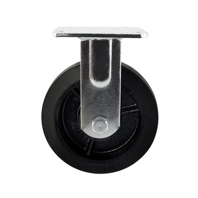 200x50mm 550LBS Soft Top Plate Swivel Black Iron Rubber Trolley Wheels Heavy Duty Double Brake