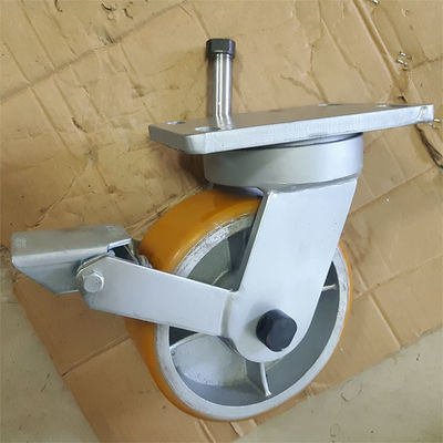 buy 8x3 inch Wide Caster Wheels 3300lbs Ultra Heavy Duty Iron PU Kingpinless Front Lock Casters Orange online manufacturer