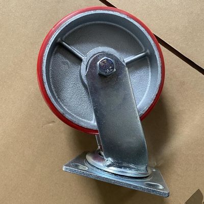 buy Cast Iron Pu Swivel Heavy Duty Casters 6 Inch Red Solid Industrial Wheel No Marking online manufacturer