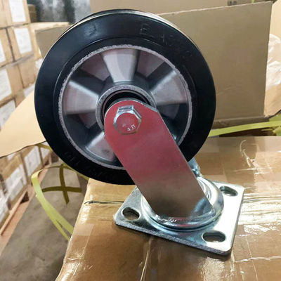 buy 150x50mm Black Industrial Casters 360° Pivoting Aluminium Rubber Caster Wheels Heavy Duty online manufacturer