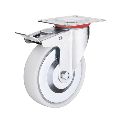 4inch White Plastic Industrial Wheels Double Brake Lockable PP Caster Wheels Supplies China
