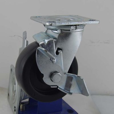 buy 5 Inch Heavy Duty Plastic Casters Side Brake Black Solid PP Industrial Caster Wheels online manufacturer