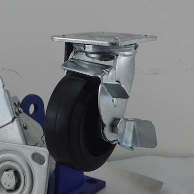 buy Heavy Duty 5 Inch Wrought Iron Rubber Casters Side Lock Industrial Cast Iron Trolley Wheels Wholesale online manufacturer