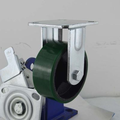 buy 5 Inch Iron PU Castors Heavy Duty Fixed Plate Soft Industrial Wheels Castors China online manufacturer