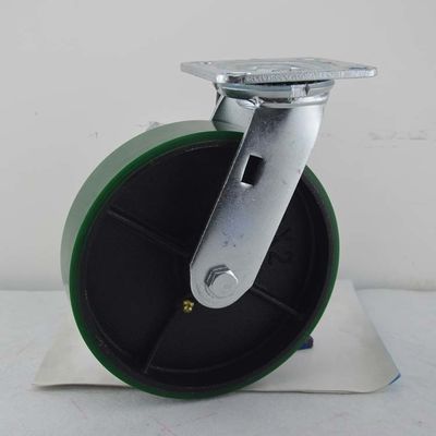 buy 8 Inch Cast Iron Wheels Heavy Duty Swivel Plate Iron PU Industrial Trolley Wheels Castors Green online manufacturer