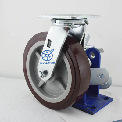 8 Inch Heavy Duty Polyurethane Trolley Wheels Swivel Type Soft Casters