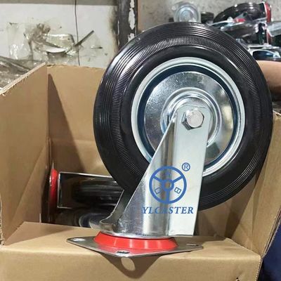 buy 8 Inch Swivel Black Rubber Caster Wheels Solid Industrial Casters online manufacturer