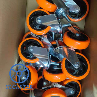 4 Inch Hollow Core Polyurethane Wheels Orange Black Wheel Swivel Locking Casters