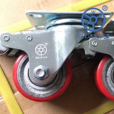buy 3 Inch Swivel Locking Cast Iron Polyurethane Castors Durable Iron PU Wheels online manufacturer