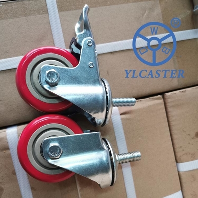 100mm Swivel Red PVC Casters Economical Trolley Wheels 90KG Capacity