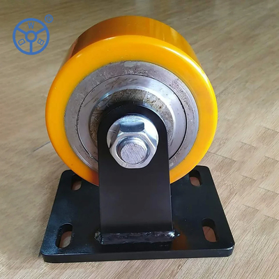 Polyurethane Heavy Duty Casters  /  Iron Pu Caster Wheel Long Lasting Dual Ball Bearings