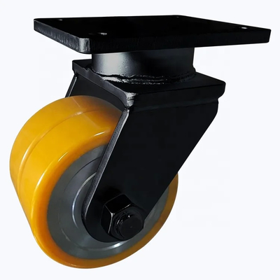 High Load Capacity Red Polyurethane Heavy Duty Casters Dual Ball Bearings