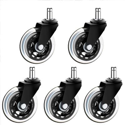 Amazon Hot Sales 5 A Set Black Pu Chaire Casters Wheels Soft Transparent Caster