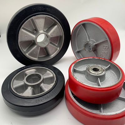 buy 450-850kg Loaded Capacity Polyurethane Casters with Total Lock Brake Type and PU Iron Wheel Material online manufacturer