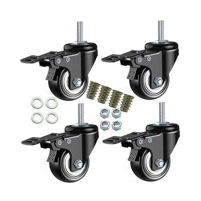5 Inches Overall Height Polyurethane Casters for Heavy Duty 1000 Lbs Load Capacity Ball Bearing Included