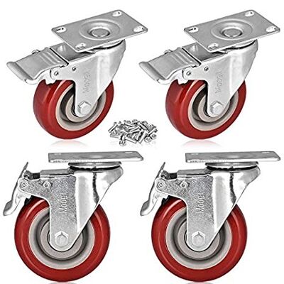 Good price 3 inch wheel width 5 inch medium duty pu swivel caster wheels 300 lbs load capacity caster wheels for smooth and mobility online