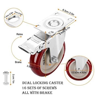 Good price Top Plate Swivel Radius 3-1/2 Inch Industrial-grade Casters Temperature Range 0 To 180 Degrees F Heavy Duty Durable Caster Wheels online