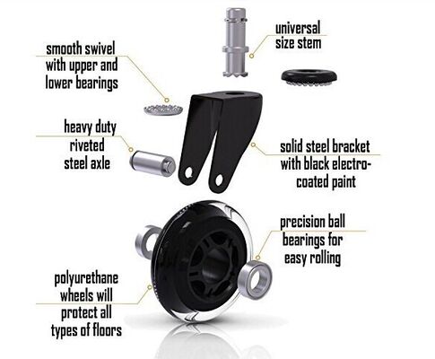 Load Capacity 100KG to Rubber Casters Made with Steel and Rubber Wheel Material Offering Performance in Industrial Settings