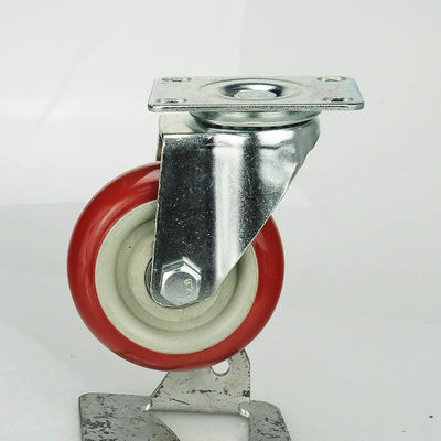 Double Ball Bearing Medium Duty Casters with 3-1/2 Inch Top Plate Swivel Radius and Side Lock Brake