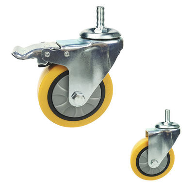 Polyurethane 242lbs Loading 4 Inch Medium Duty Casters With Double Brake