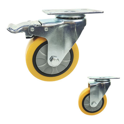 Polyurethane 242lbs Loading 4 Inch Medium Duty Casters With Double Brake