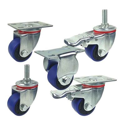 ISO9001 2 Inch Steel Caster Wheels , 154lbs Loading Swivel Rubber Wheels